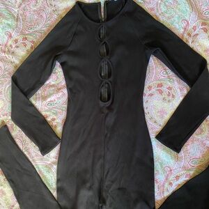 Fashion Nova Black Long Sleeve Cutout Jumpsuit